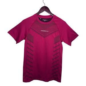 NWT YoungLA Men's LARGE Red Jacquard Style Superhero Compression Tee Shirt